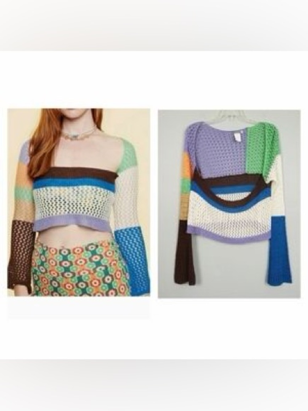 Earthbound Trading Co. multi-colored knit crop top